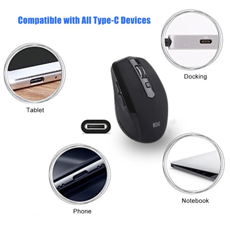 F3MA 2.4G Wireless Mouse 6 Buttons Noiseless USB Type C 1200 1600 DPI Gaming Mouse with Type-C Receiver MICE