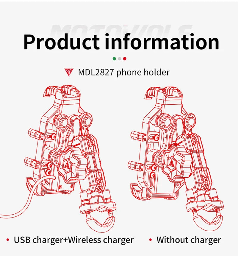 Motorcycle Wireless Charging Phone Holder Cradle 3.0 Quick Charger GPS Moto