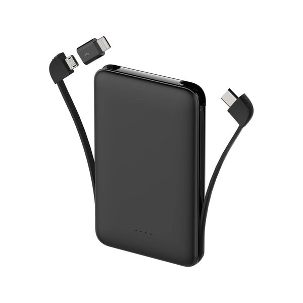 Ultra-thin Power Bank 5000mAh Built-in Cable Phone External Battery Powerbank