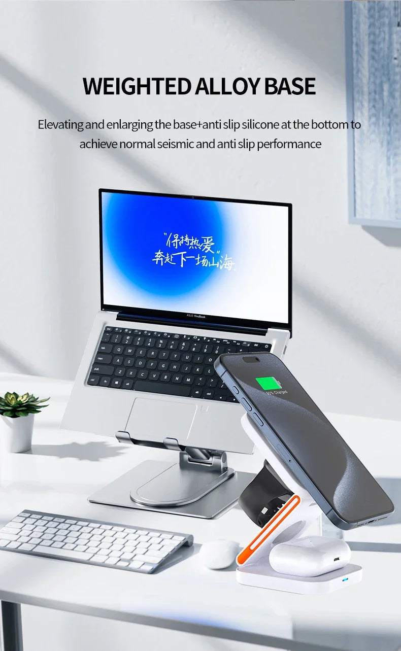 3 in 1 Foldable Charging Station Fast Magnetic Wireless Charger Stand