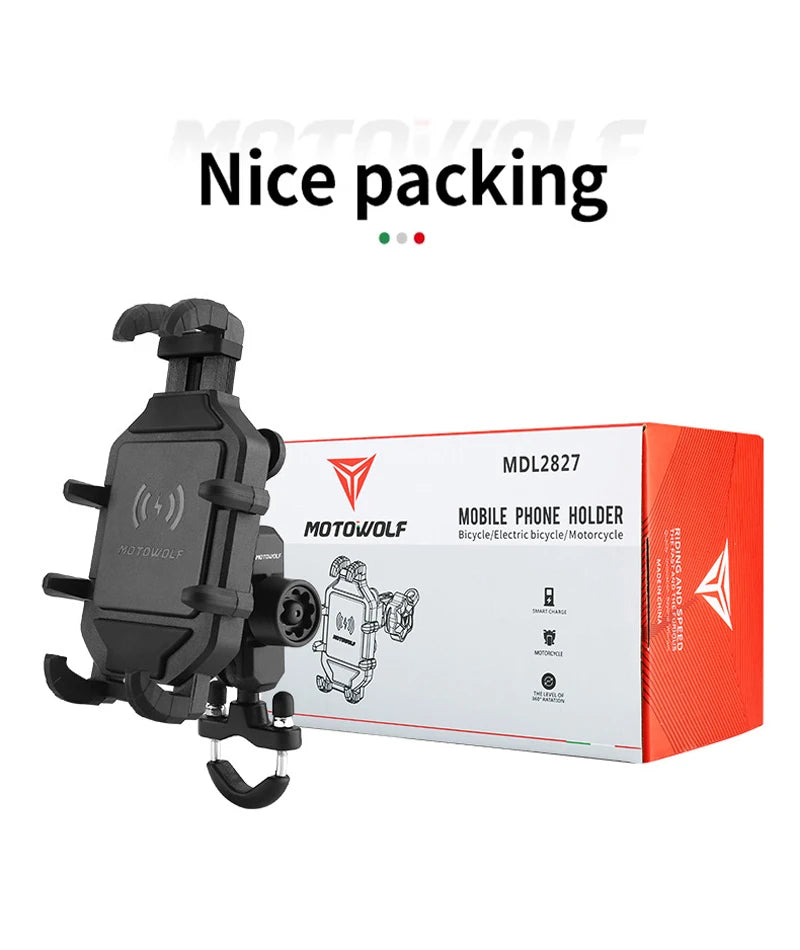 Motorcycle Wireless Charging Phone Holder Cradle 3.0 Quick Charger GPS Moto