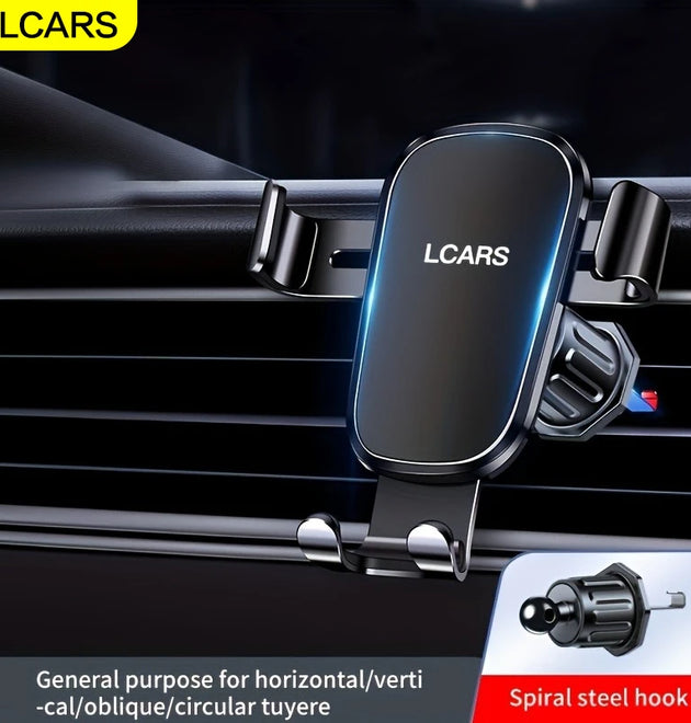 Lcars Car Phone Holder, Car Air Vent Clip Spiral Hook, Aluminum Alloy Panel Anti-Shake, Multifunctional Universal In-Car Navigation Phone Stand