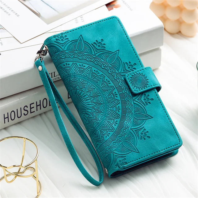Leather Flip Case For Samsung Galaxy  Card Wallet Embossing Phone Bag