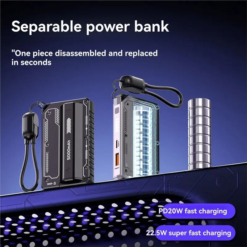 24-Hour Delivery DIY 21700 Power Bank Case Detachable Cable PD 20W Fast Charging No Battery Included