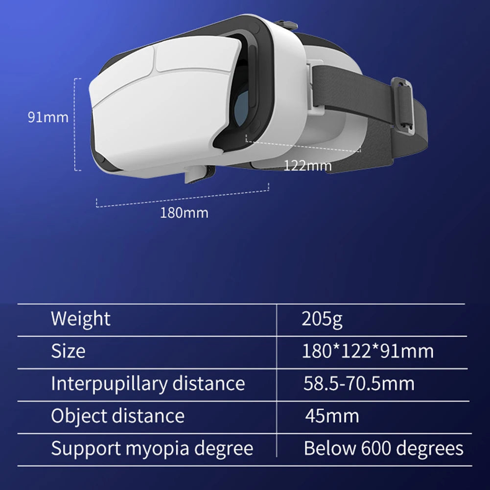 Adjustable VR Headset for Enhanced Mobile Gaming Compatible with For iOS & For Android Smartphones Lightweight Design