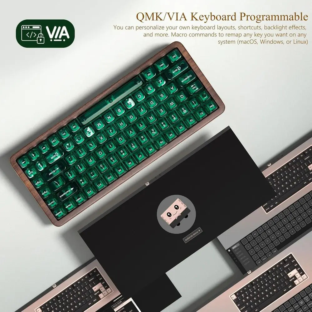 Wireless Mechanical Keyboard with  V2 Wood-Inspired Gaming Keyboard