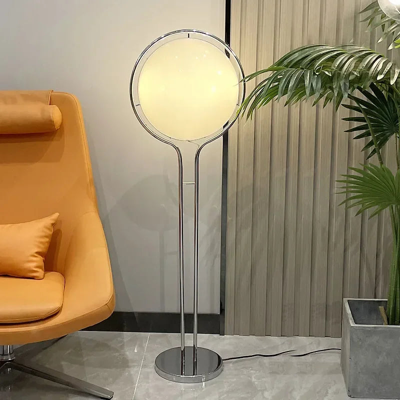 Garrault  Delord Floor Lamp Chrome Metal White Acrylic Ball Floor Light Living Room