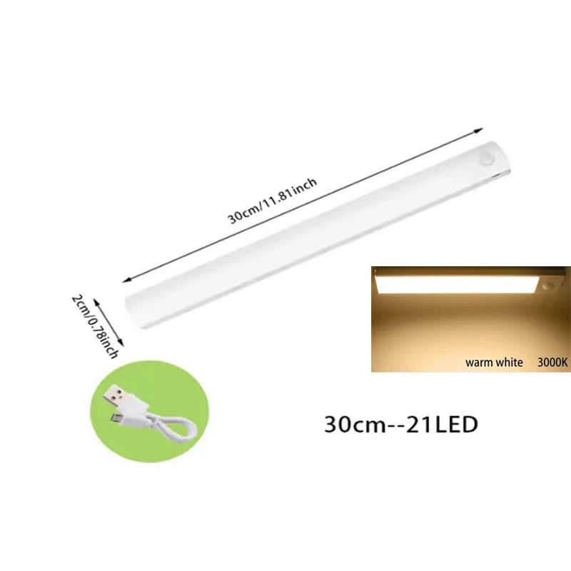 PIR Motion Sensor LED Under Cabinet Lamp Dimmable Rechargeable Night Light