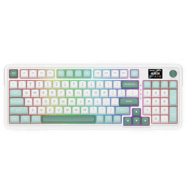 Redragon K719 Wireless Gasket Gaming 95 Keys Mechanical Keyboard,Easy-Control 1.14’’ TFT Info Display,Mint Mambo Switches