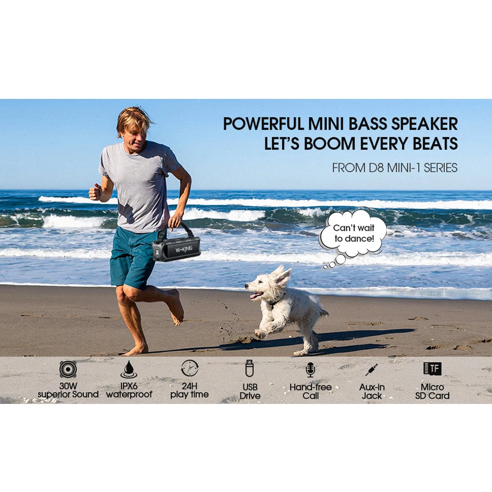 W-KING D8mini-1 Bluetooth Speaker, 30W Portable Wireless Loud Speakers