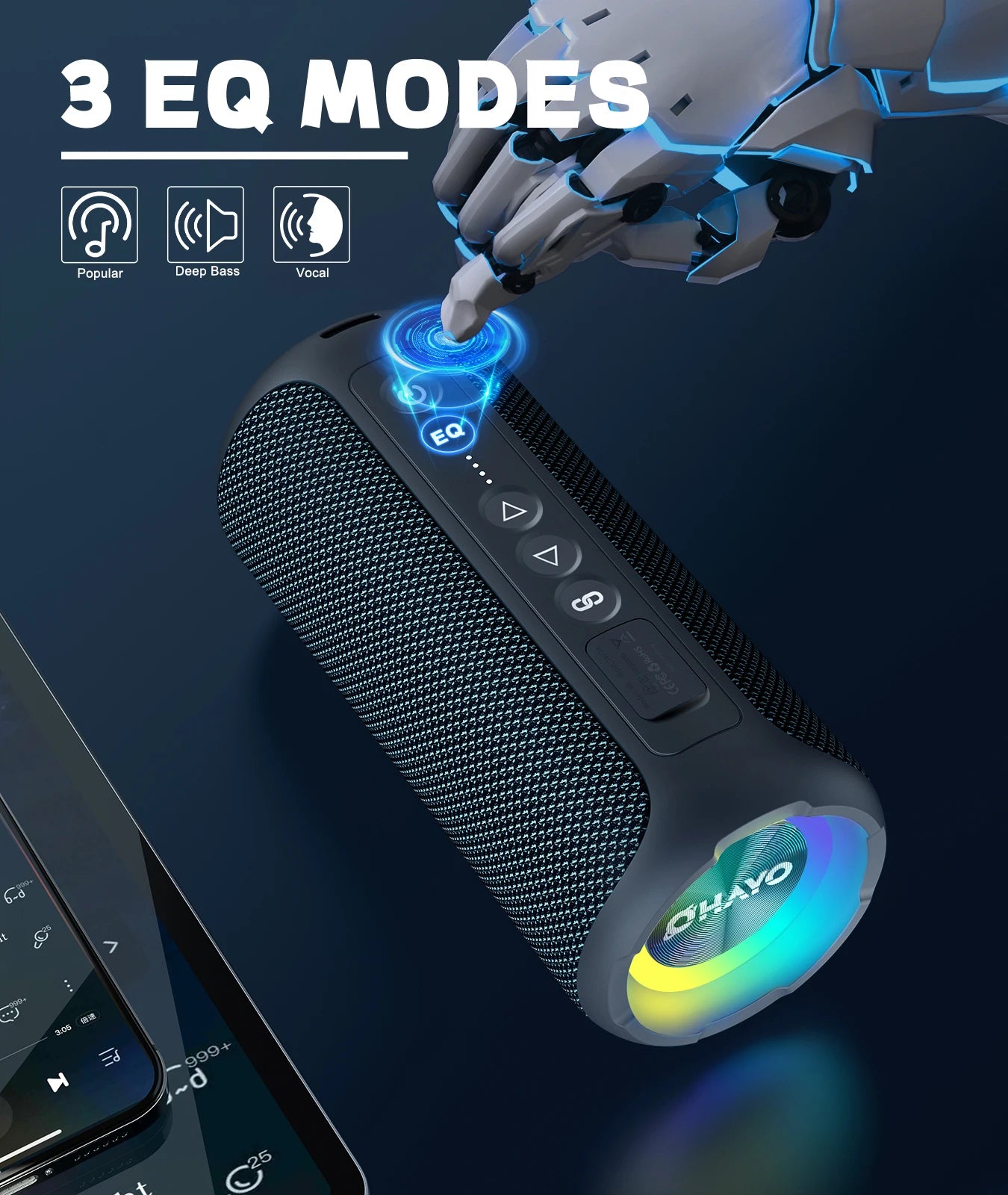 Ortizan Bluetooth Speakers Enhanced Bass Portable Outdoor Wireless Speaker