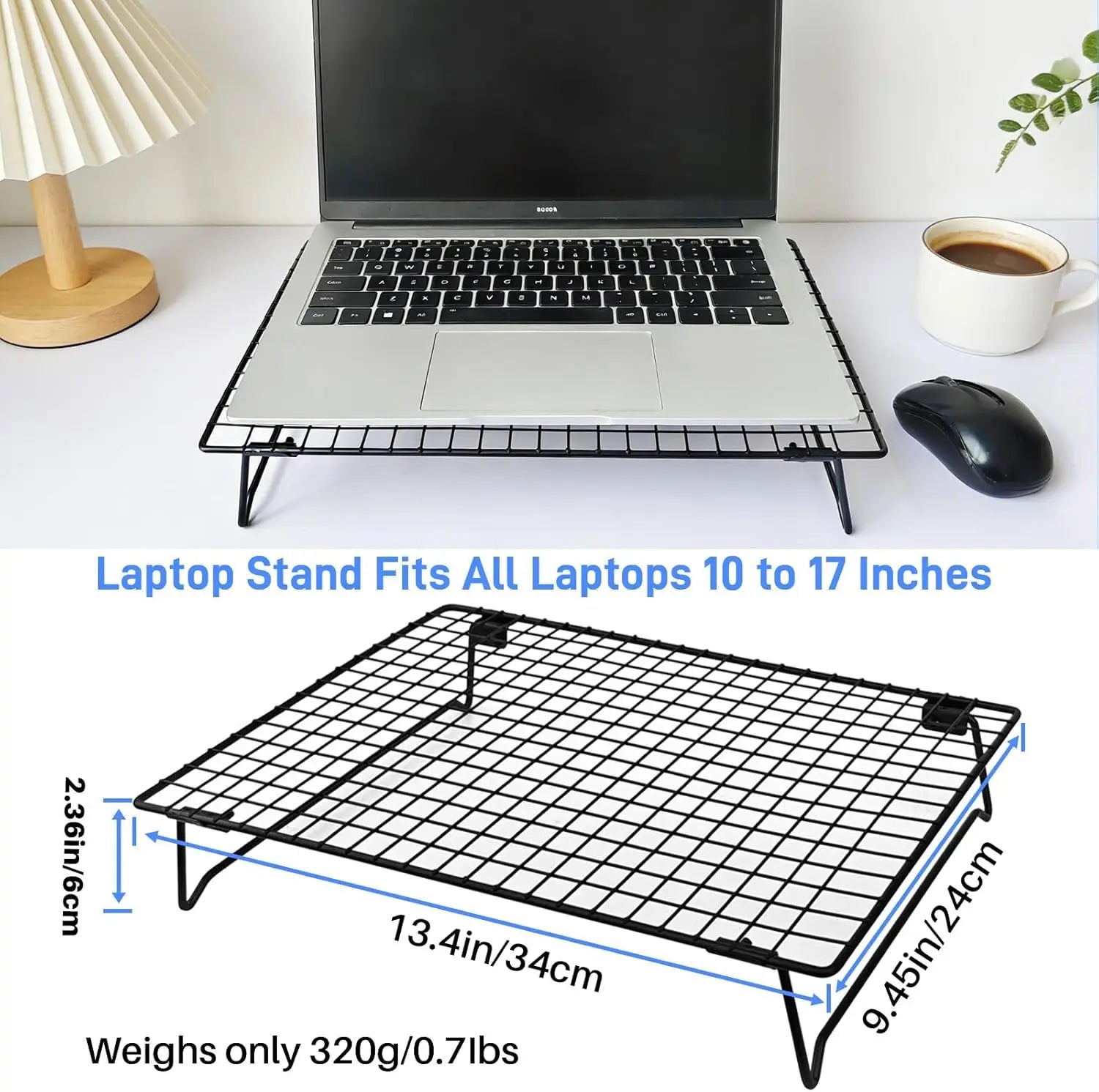 Laptop Cooling Pad Stand with Mesh, Height Adjustable Metal Laptop