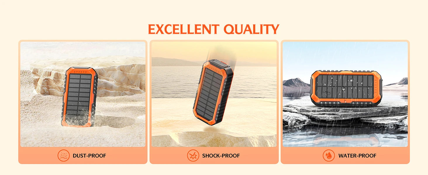 Solar Charger Power Bank 40000mAh Built in 4 Cables and Hand Crank