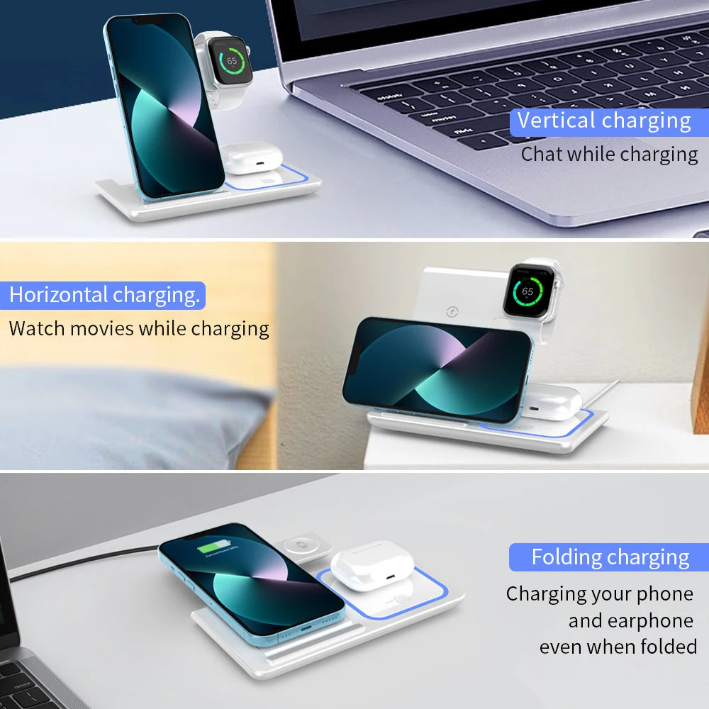 Wireless Charger Stand Pad Foldable Fast Charging Station Dock For iPhone