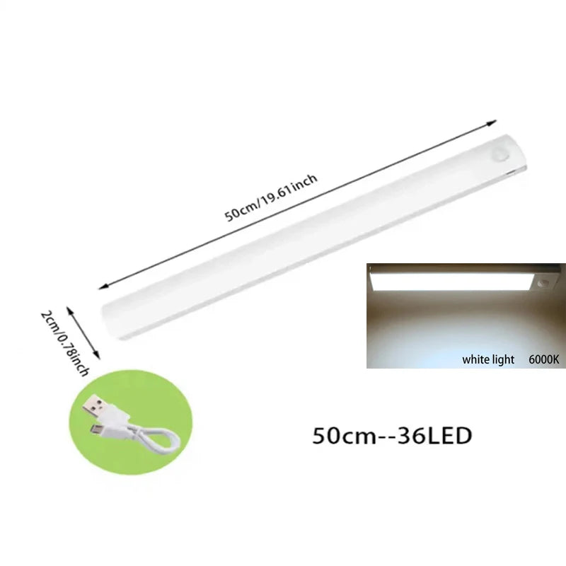 PIR Motion Sensor LED Under Cabinet Lamp Dimmable Rechargeable Night Light