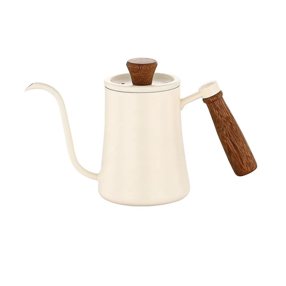 Stainless Steel Goose Neck Coffee Pot Drip Port Wooden Handle Long Narrow Drip Carafe Anti-scald Scale Hand Brewing Kettle