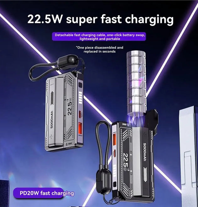 24-Hour Delivery DIY 21700 Power Bank Case Detachable Cable PD 20W Fast Charging No Battery Included