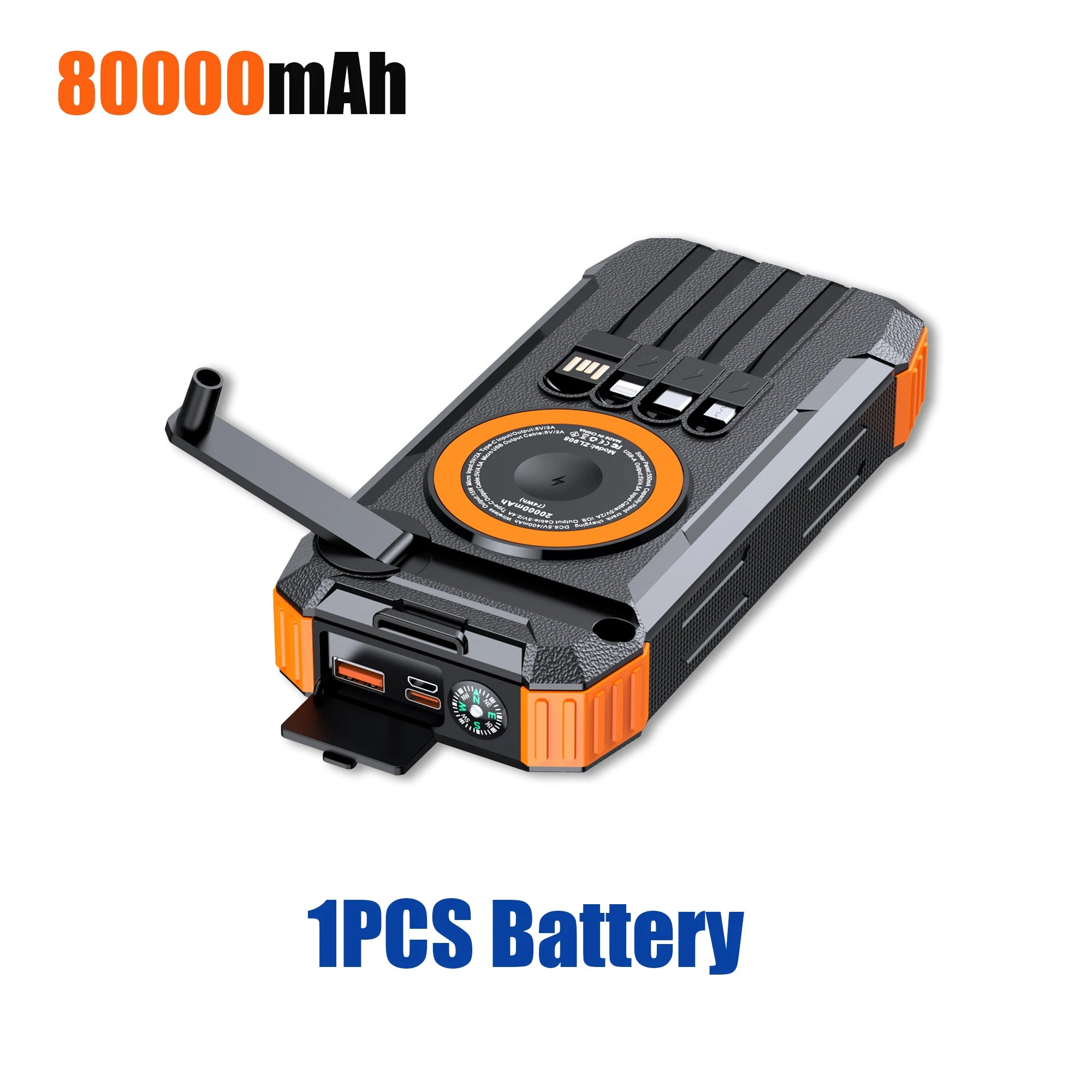 2026 NEW Solar Power Bank 80000mAh 22.5W Magnetic Wireless Powerbank