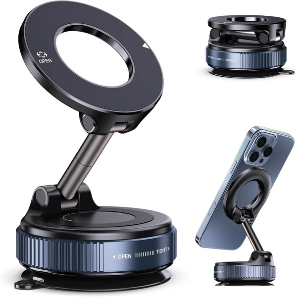 Magnetic Phone Holder Foldable Design 360° Adjustable Vacuum Car Mount