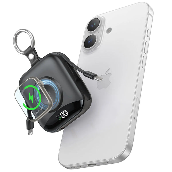 Power Bank for Apple Watch Wireless Charger Built-in Lightning Type-C Cables
