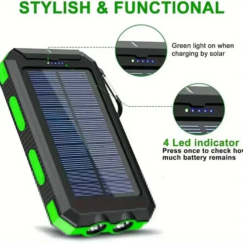 Outdoor Power Non-Stop: 10000mAh Solar Power Bank Fast Charge Bright