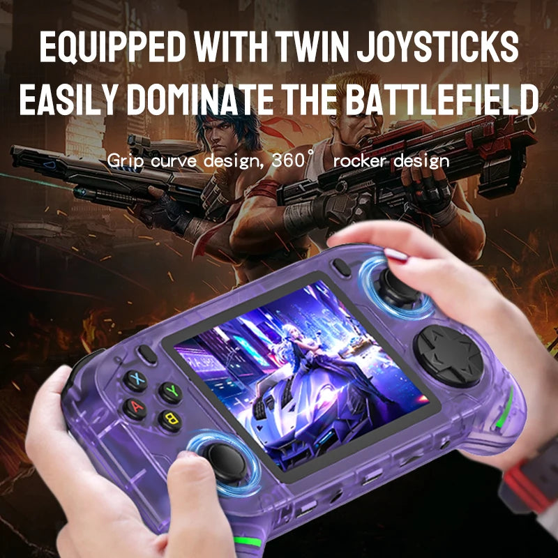 RX6H Retro Handheld Video Game Console 3.5-inch IPS Screen Linux System Portable Pocket Video Game Player 64GB Games GBA PS1