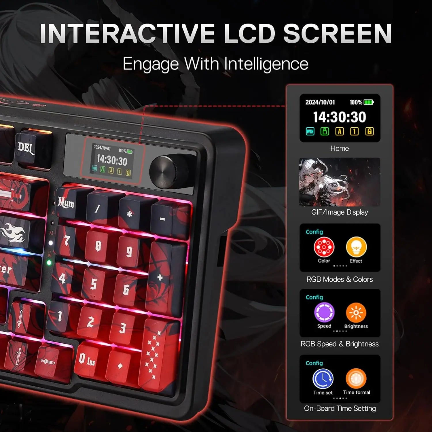Redragon K719 PRO Wireless Gasket Gaming Hype Screen & Knob, 95 Keys