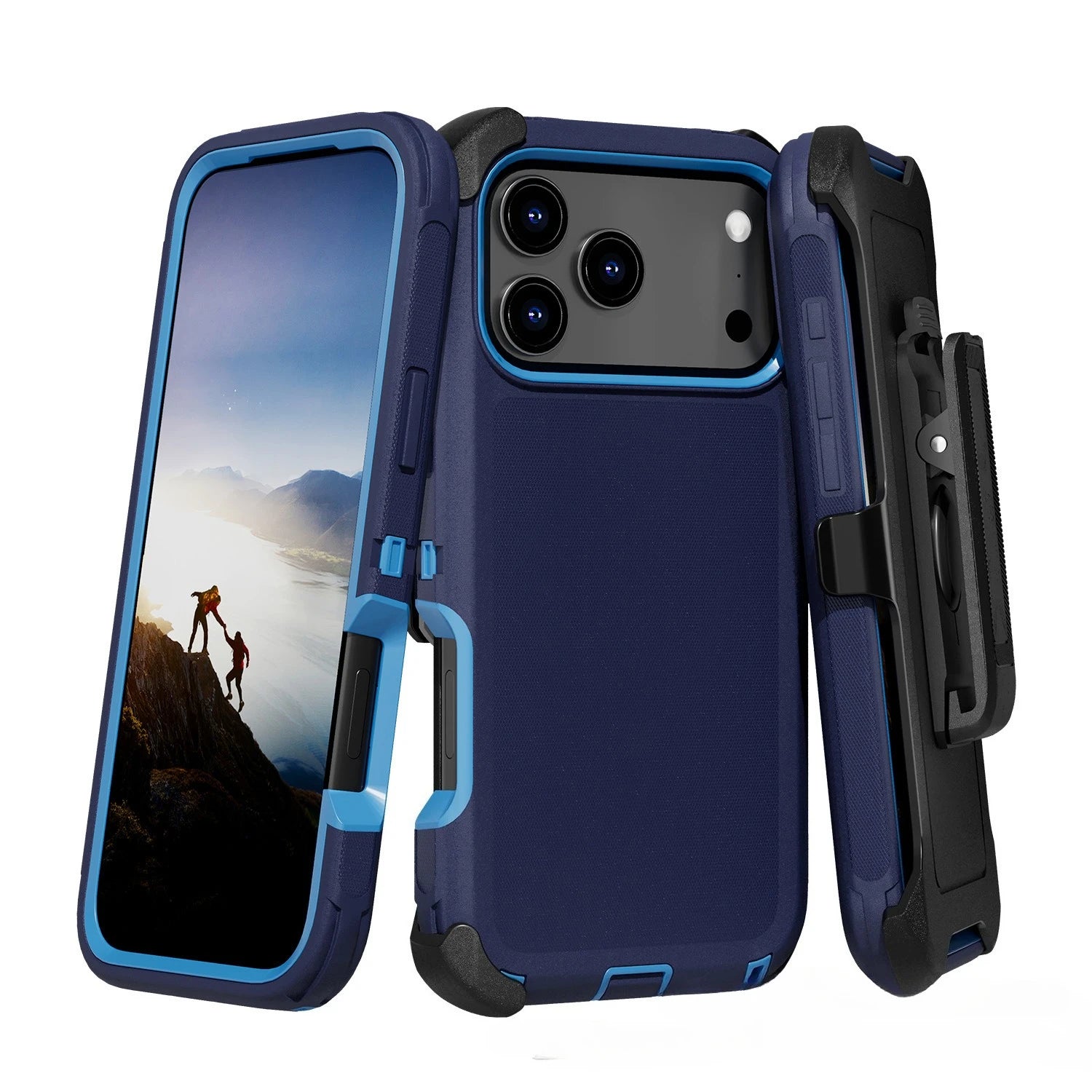 Rugged Shockproof Case with Belt Clip 2-Tone Design Heavy Duty Protection