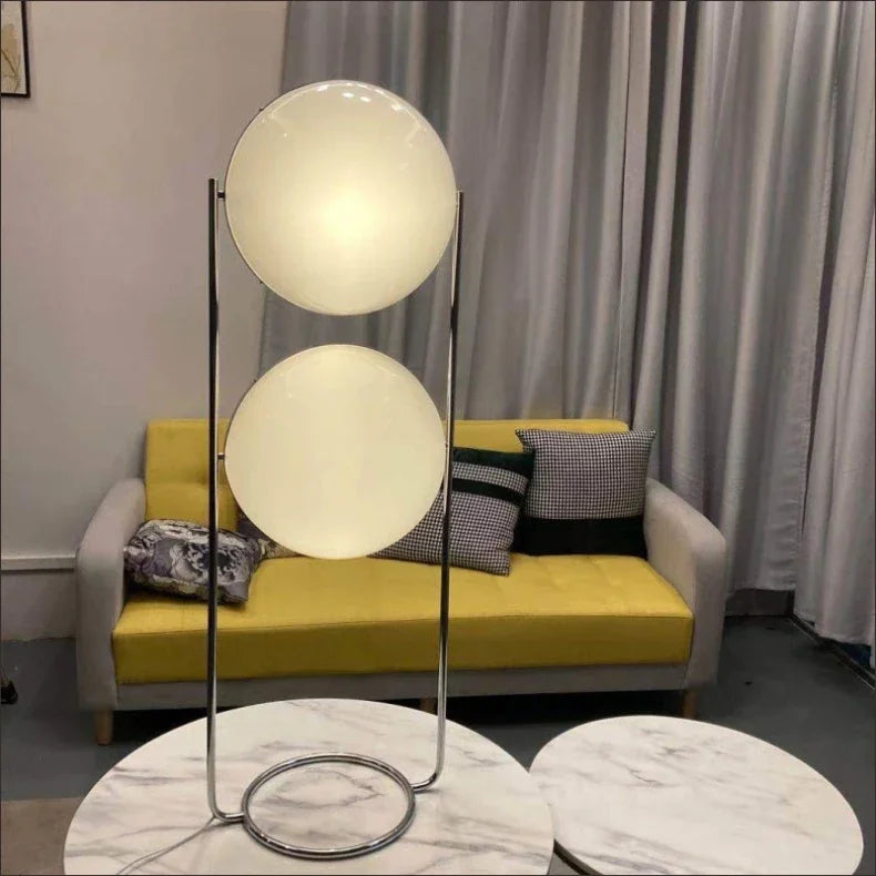 Garrault  Delord Floor Lamp Chrome Metal White Acrylic Ball Floor Light Living Room