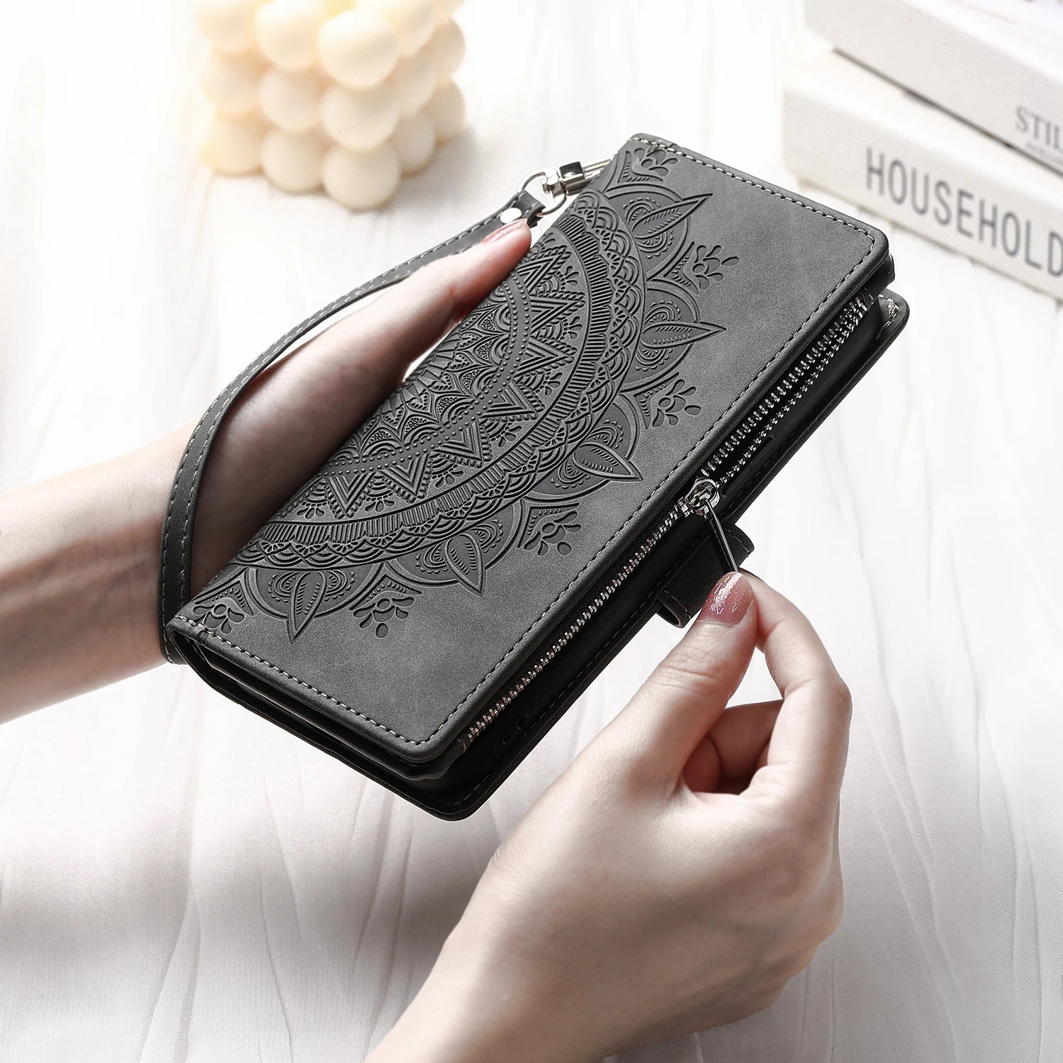 Leather Flip Case For Samsung Galaxy  Card Wallet Embossing Phone Bag