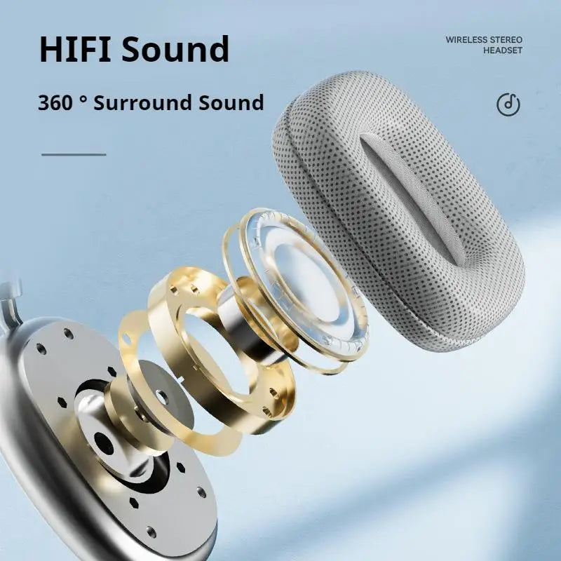 Original 9D Surround Sound Headsets Metal Wireless Bluetooth Headphones