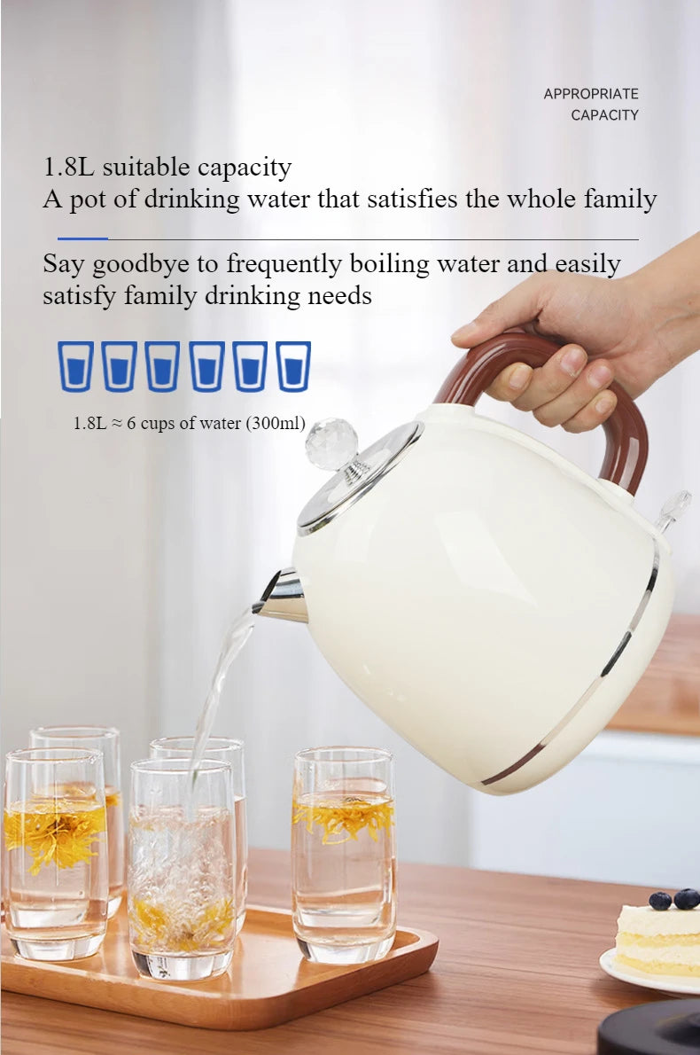 220V Portable Electric Kettle 1.8L Stainless Steel Electric Tea Kettle Mini Household Water Boiler Home Kitchen Appliances