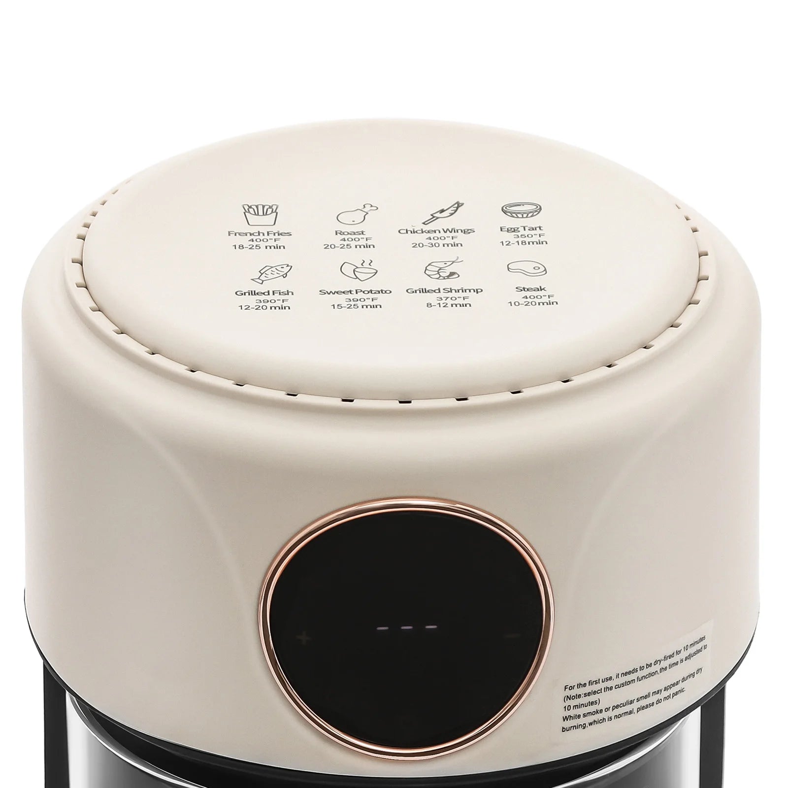 Visible Window Air Fryer 4.44Qt, 1200W Rapid Heating Glass Fryer with 8 Presets, Non-stick Borosilicate Glass Pot, 110V US Plug, for Fries, Wings (White)