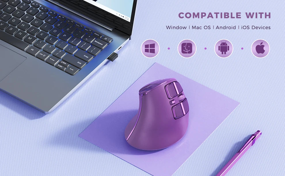 Jomaa Ergonomic Bluetooth Mouse Wireless Vertical Mouse Rechargeable