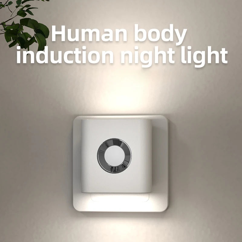 Motion Sensor Light LED EU/US Plug Type C Rechargeable Wireless Night Light