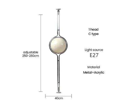 Garrault  Delord Floor Lamp Chrome Metal White Acrylic Ball Floor Light Living Room