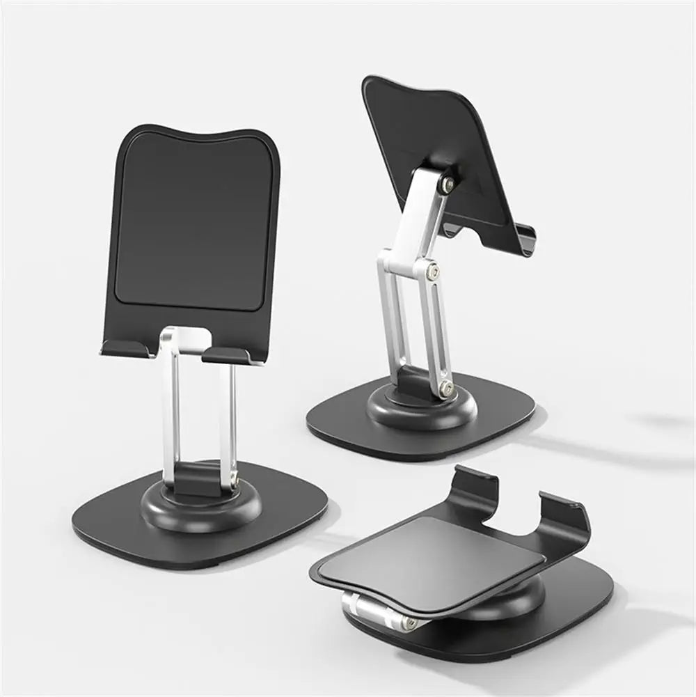 Aluminum Alloy Foldable Desktop Phone Stand with 360° Rotating Metal Base