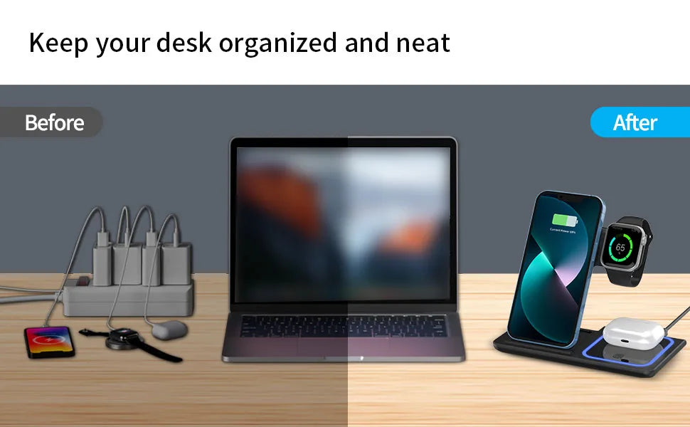 Wireless Charger Stand Pad Foldable Fast Charging Station Dock For iPhone