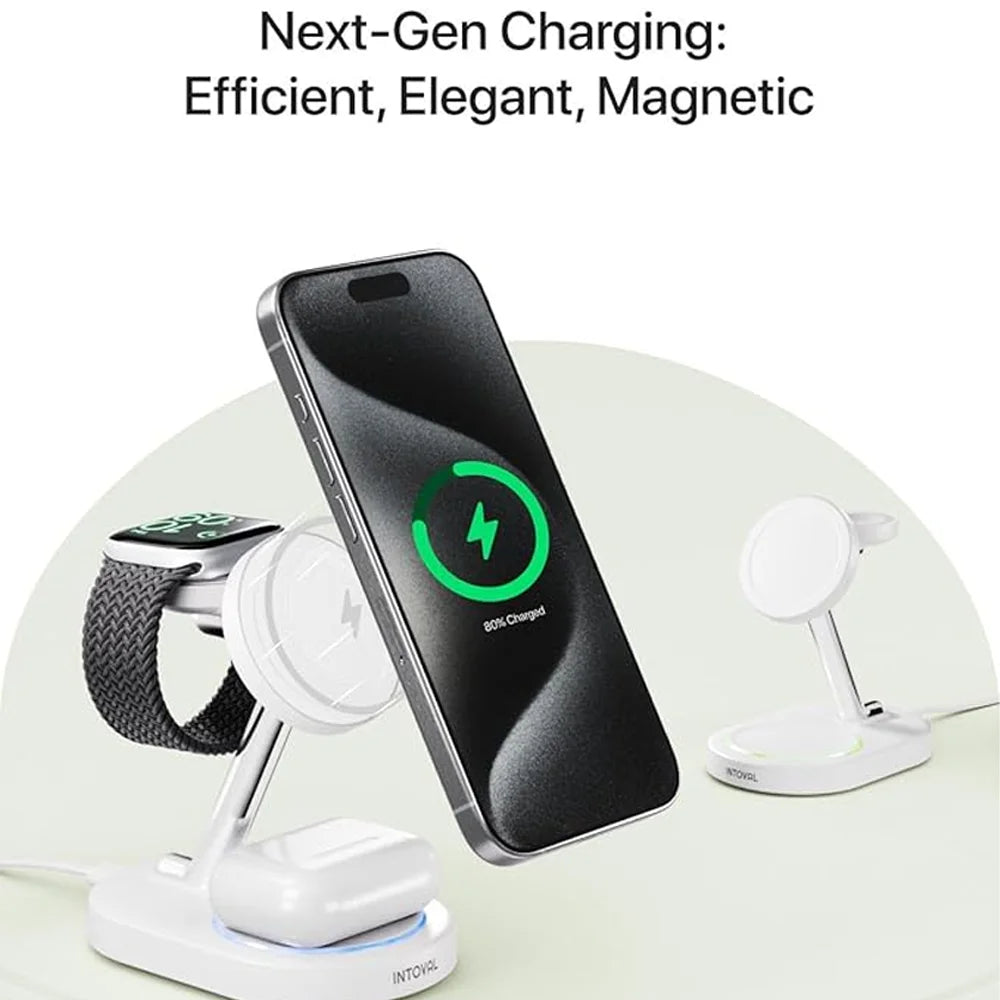 3 In 1 Magnetic Wireless Charger Stand For iPhone 17 16 15 14 13 Pro Max Apple Watch 9 8 7 Airpods Induction USB Fast Charging S