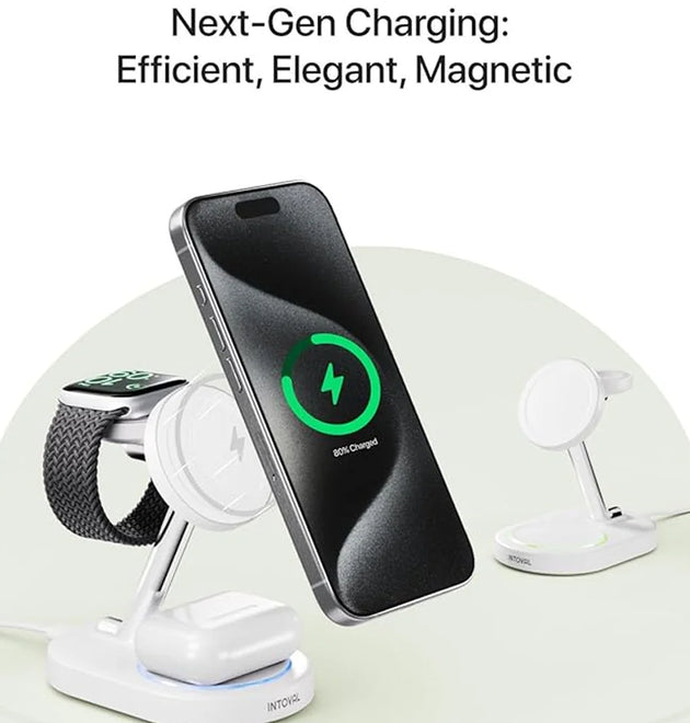 3 In 1 Magnetic Wireless Charger Stand For iPhone 17 16 15 14 13 Pro Max Apple Watch 9 8 7 Airpods Induction USB Fast Charging S