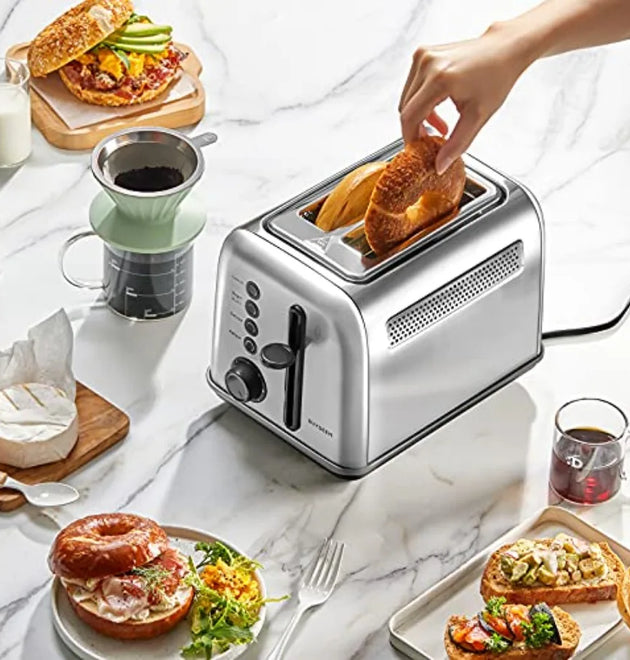 DT620 Toaster Extra Wide Slots Retro with High Lift Lever Bagel and Muffin Function Removal Crumb Tray 7-Shade Settings