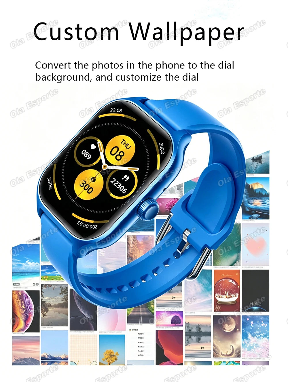 Smart Watch Men 2.01'' AMOLED Screen Waterproof Multiple Sport Mode Fitness HD Bluetooth Call Smartwatch Men Women Bracelet Hw12