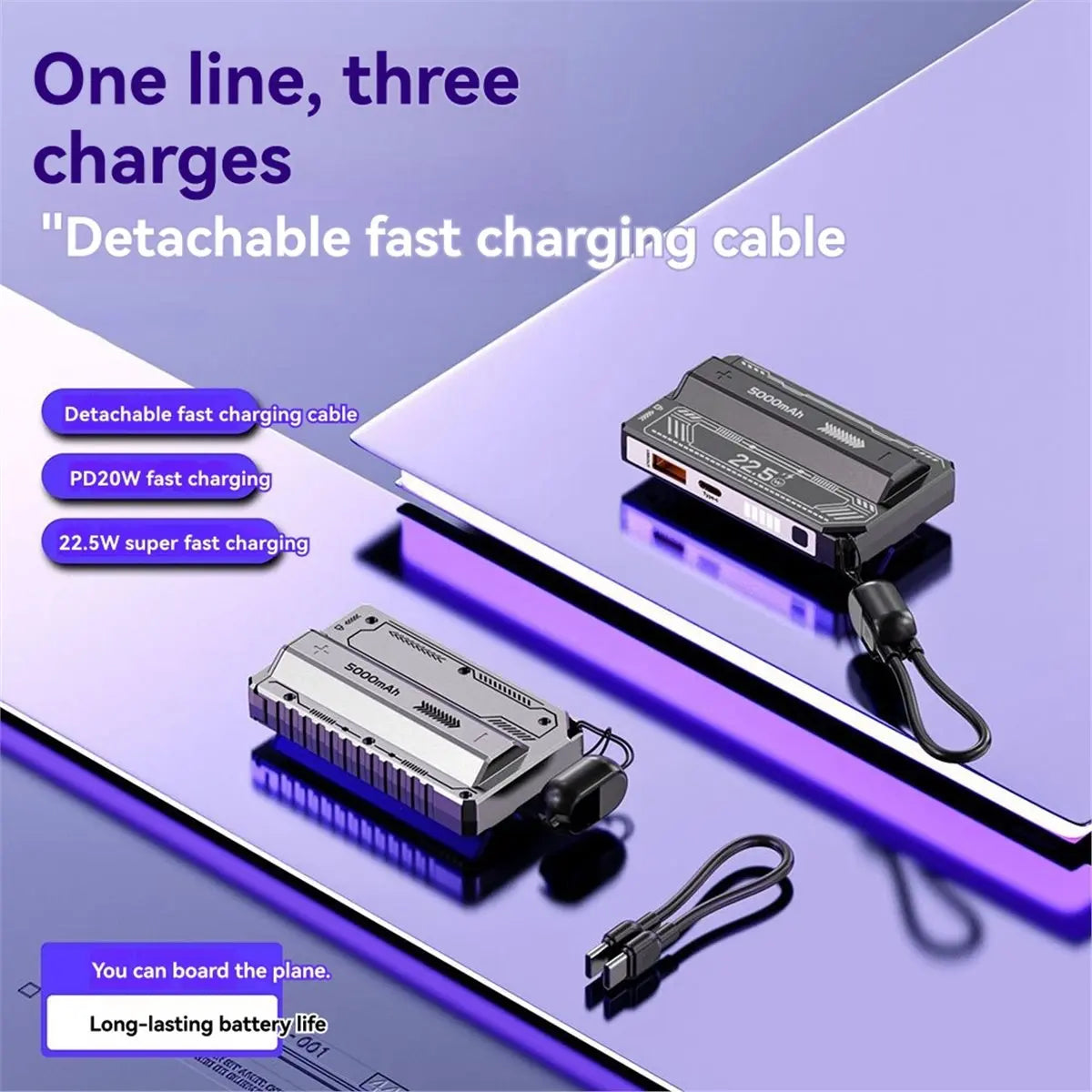 24-Hour Delivery DIY 21700 Power Bank Case Detachable Cable PD 20W Fast Charging No Battery Included