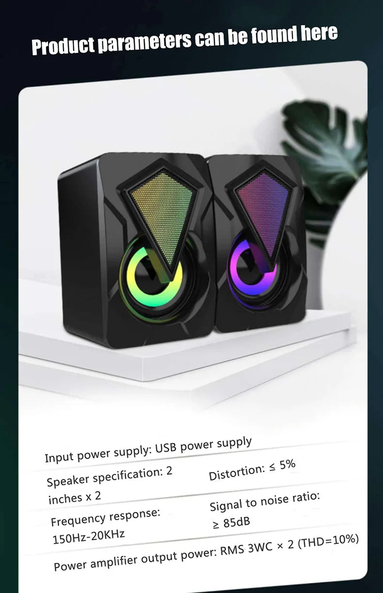 New X2 computer speaker, illuminated desktop laptop, multimedia mini wired