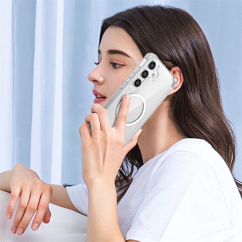 Shockproof Armor Transparent Case For Samsung Galaxy Magsafe Charge Cover