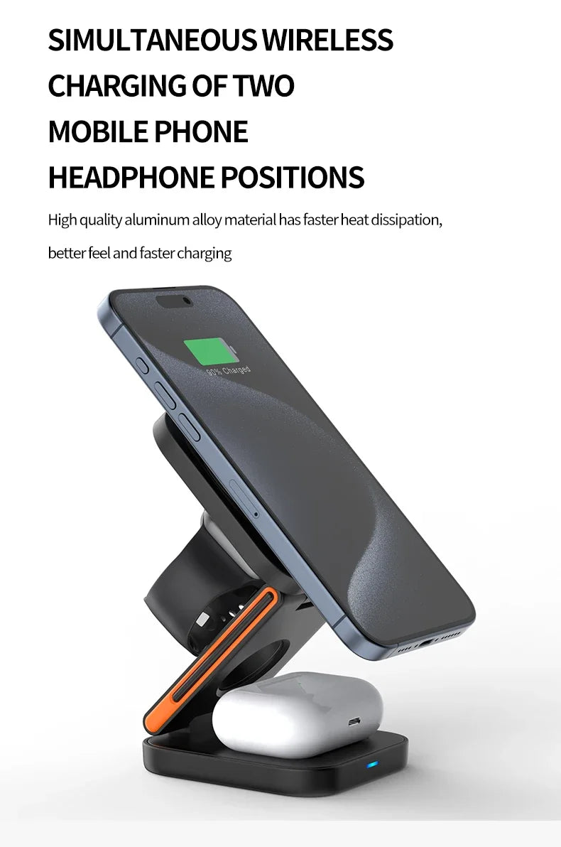 3 in 1 Foldable Charging Station Fast Magnetic Wireless Charger Stand