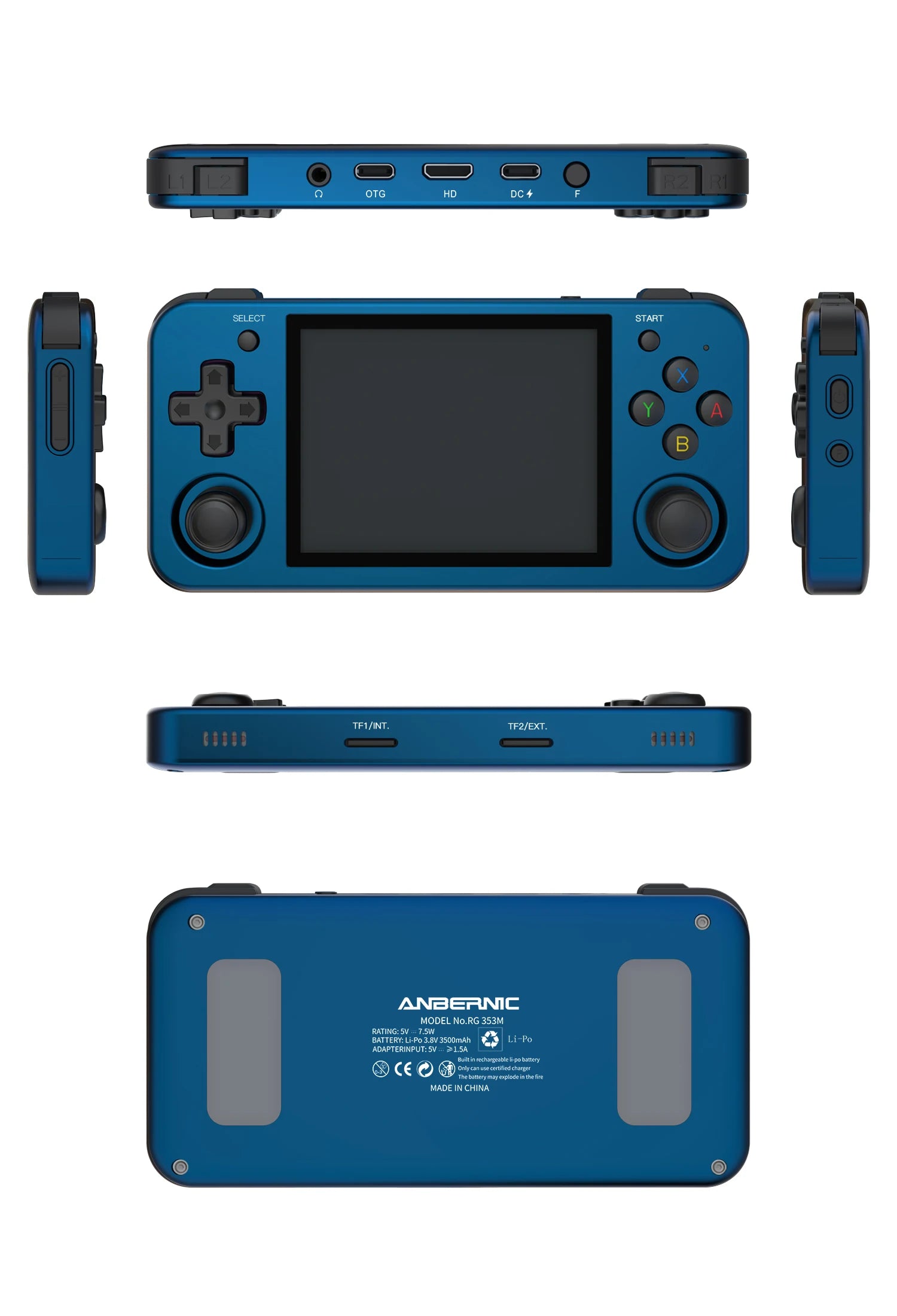 Anbernic RG353M Handheld Game Console Aluminum Alloy Shell 3.5 Inch Multi-touch Screen Dual OS HDMI-compatible Player 4400 Games