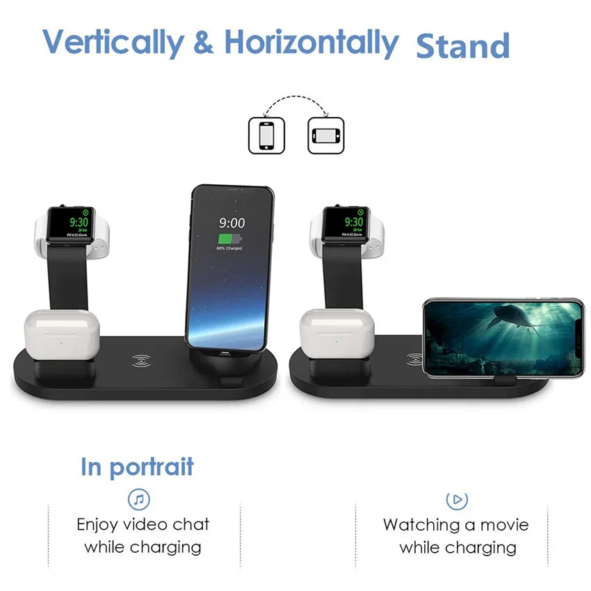 7 in 1 Wireless Charger Stand Pad For iPhone 17-12 Pro Max Apple Watch Airpods Pro iWatch 8 7 Fast Charging Dock Station