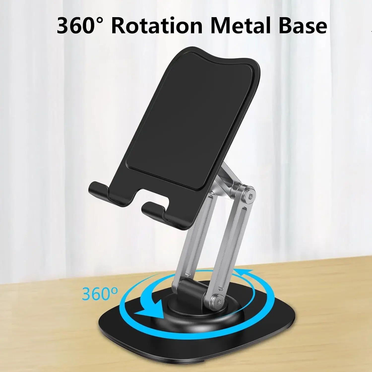 Aluminum Alloy Foldable Desktop Phone Stand with 360° Rotating Metal Base