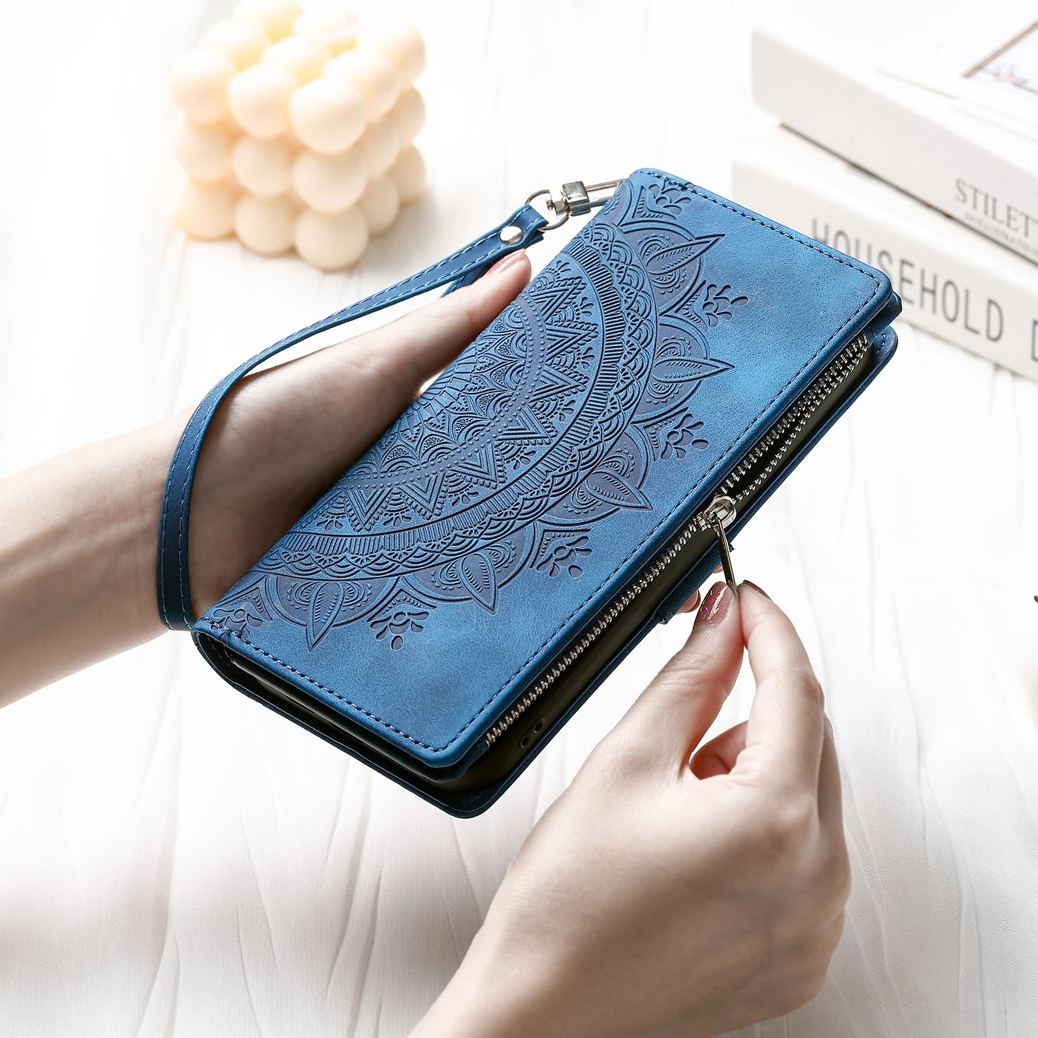 Leather Flip Case For Samsung Galaxy  Card Wallet Embossing Phone Bag